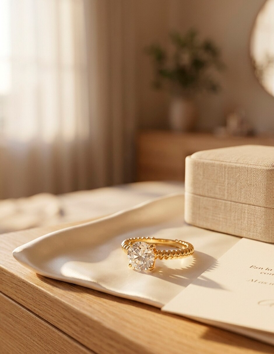 Anillo de compromiso de oro 14 k zirconia cúbica 6