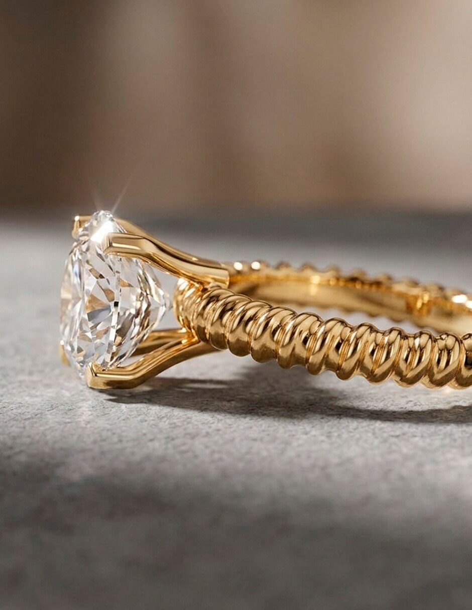 Anillo de compromiso de oro 14 k zirconia cúbica 7