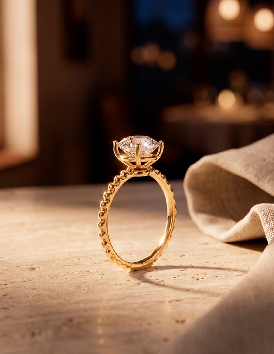 Anillo de compromiso de oro 18 k zirconia cúbica 6