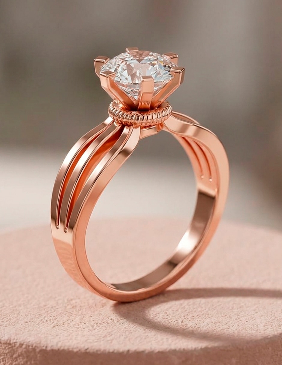 Anillo de compromiso de oro 14 k zirconia cúbica 6