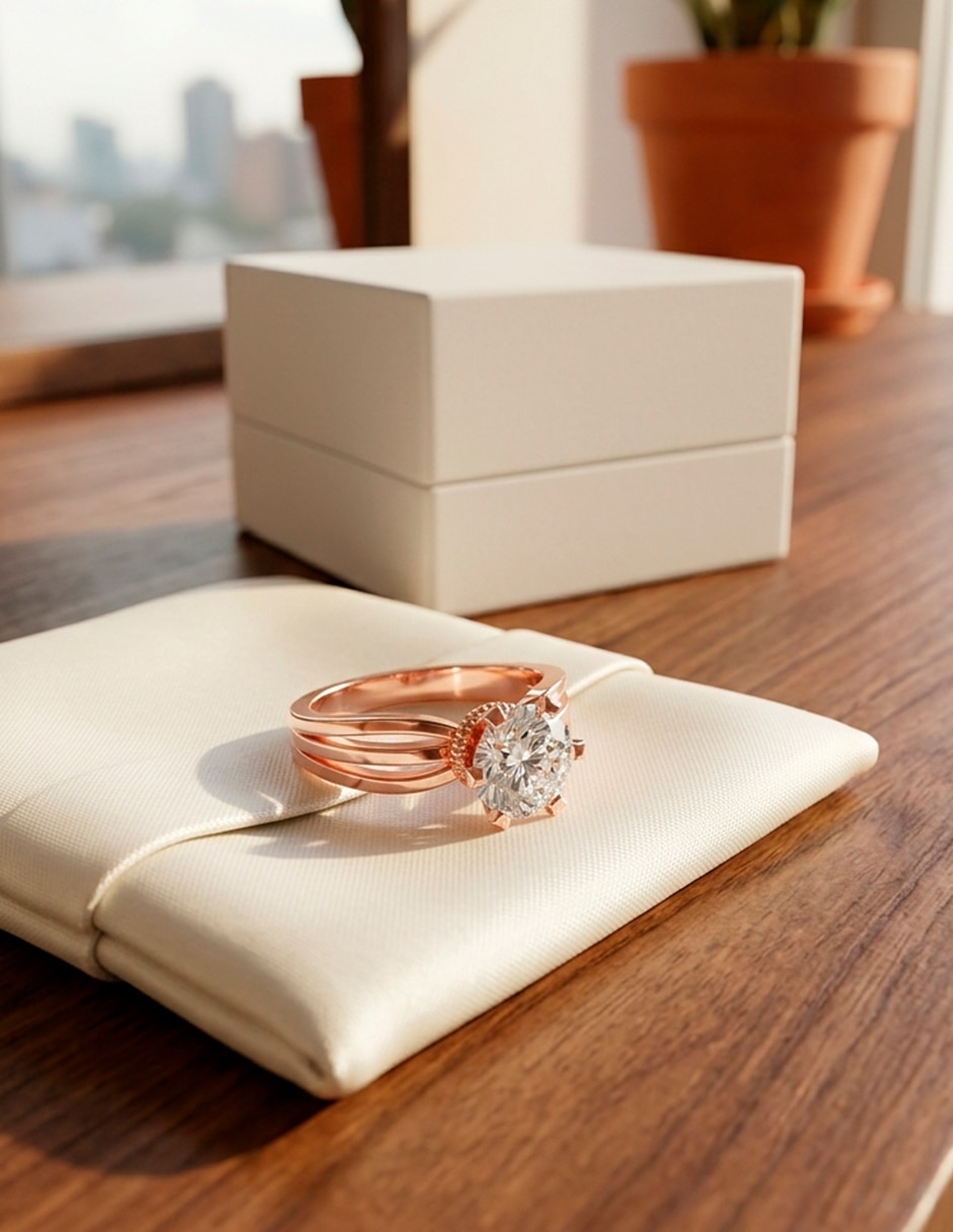Anillo de compromiso de oro 14 k zirconia cúbica 8