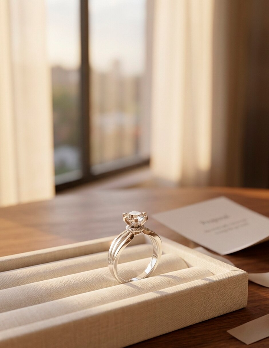Anillo de compromiso de oro 9 k 8