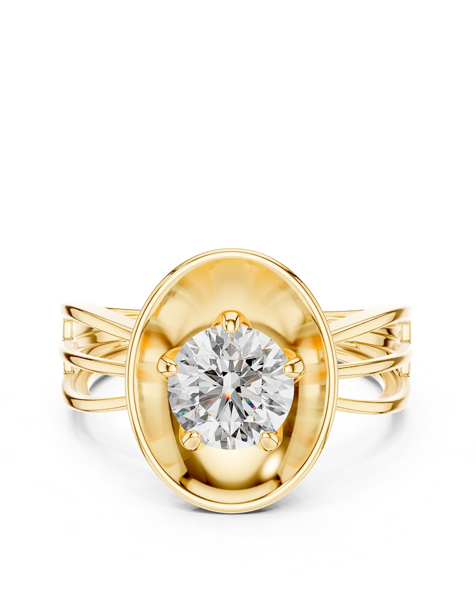 Anillo de compromiso de oro 14 K diamante de laboratorio