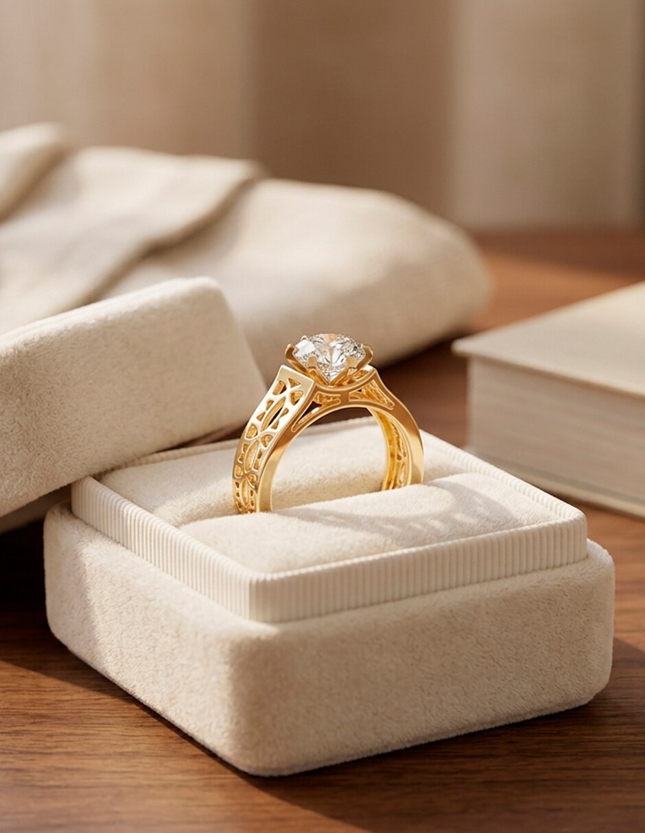 Anillo de compromiso de oro 14 k 7