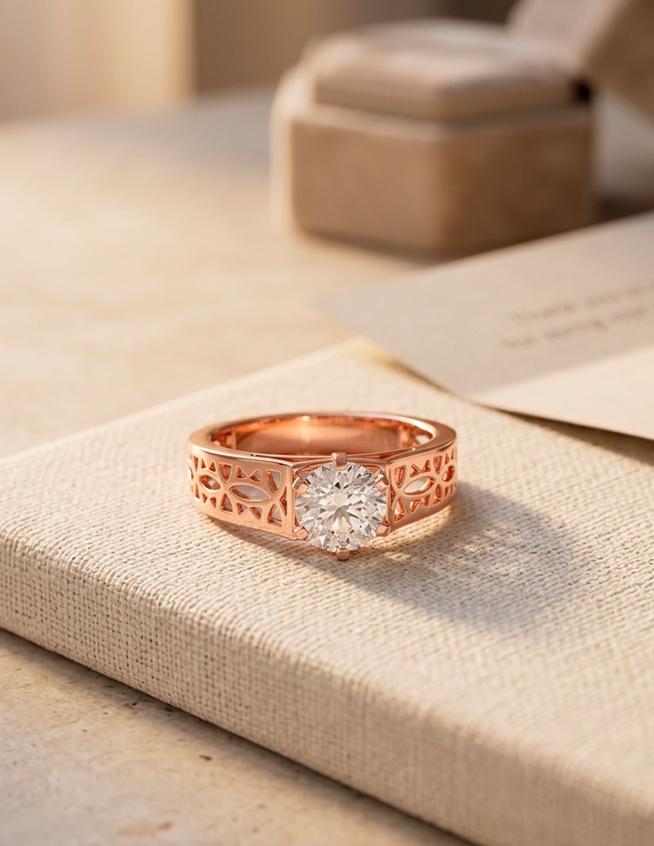 Anillo de compromiso de oro 14 k 7
