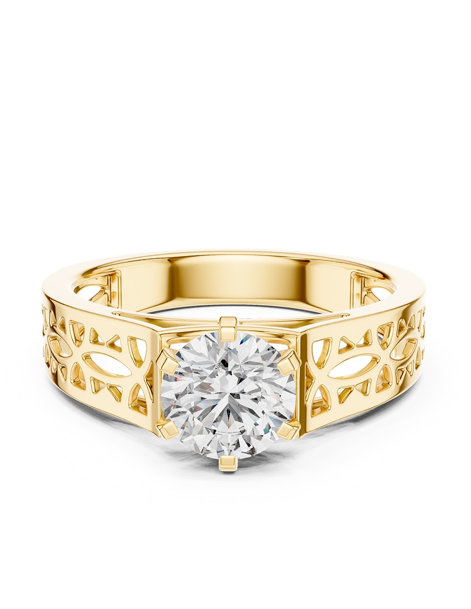 Anillo de compromiso de oro 14 K diamante de laboratorio