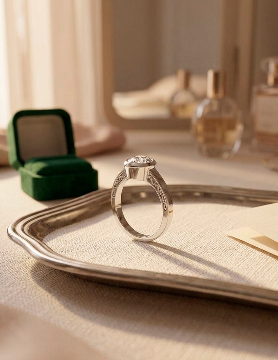 Anillo de compromiso de oro 14 k 10