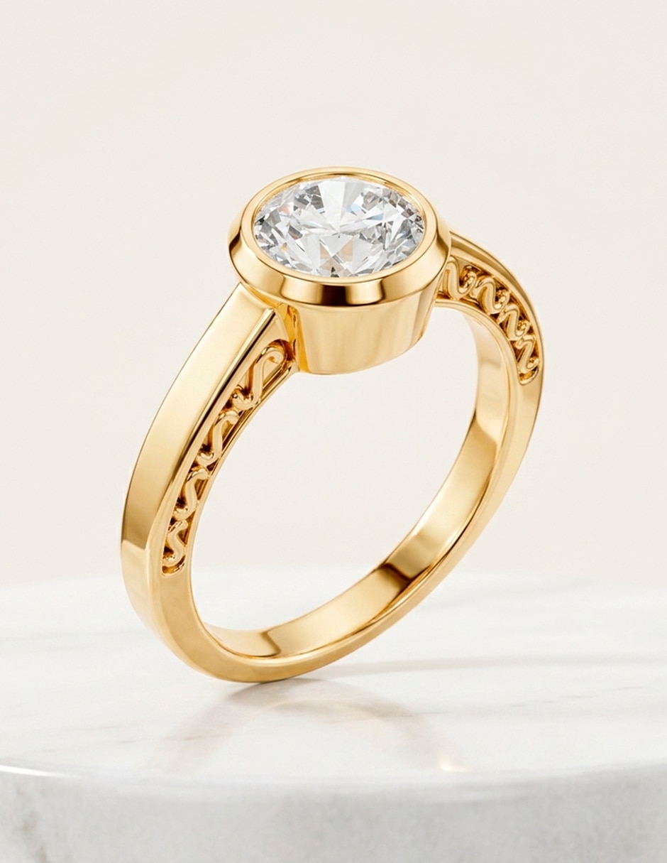 Anillo de compromiso de oro 14 K ! 9