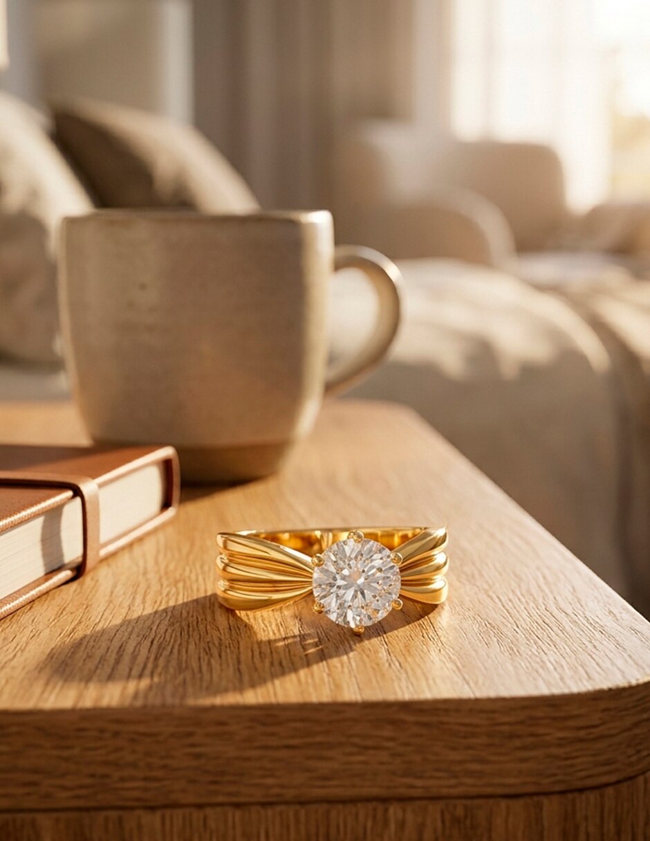 Anillo de compromiso de oro 14 k zirconia cúbica 9