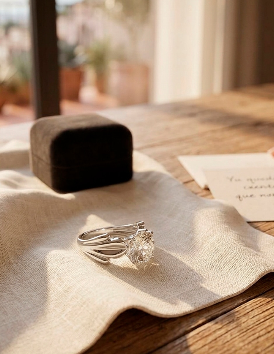 Anillo de compromiso de oro 9 k zirconia cúbica 7