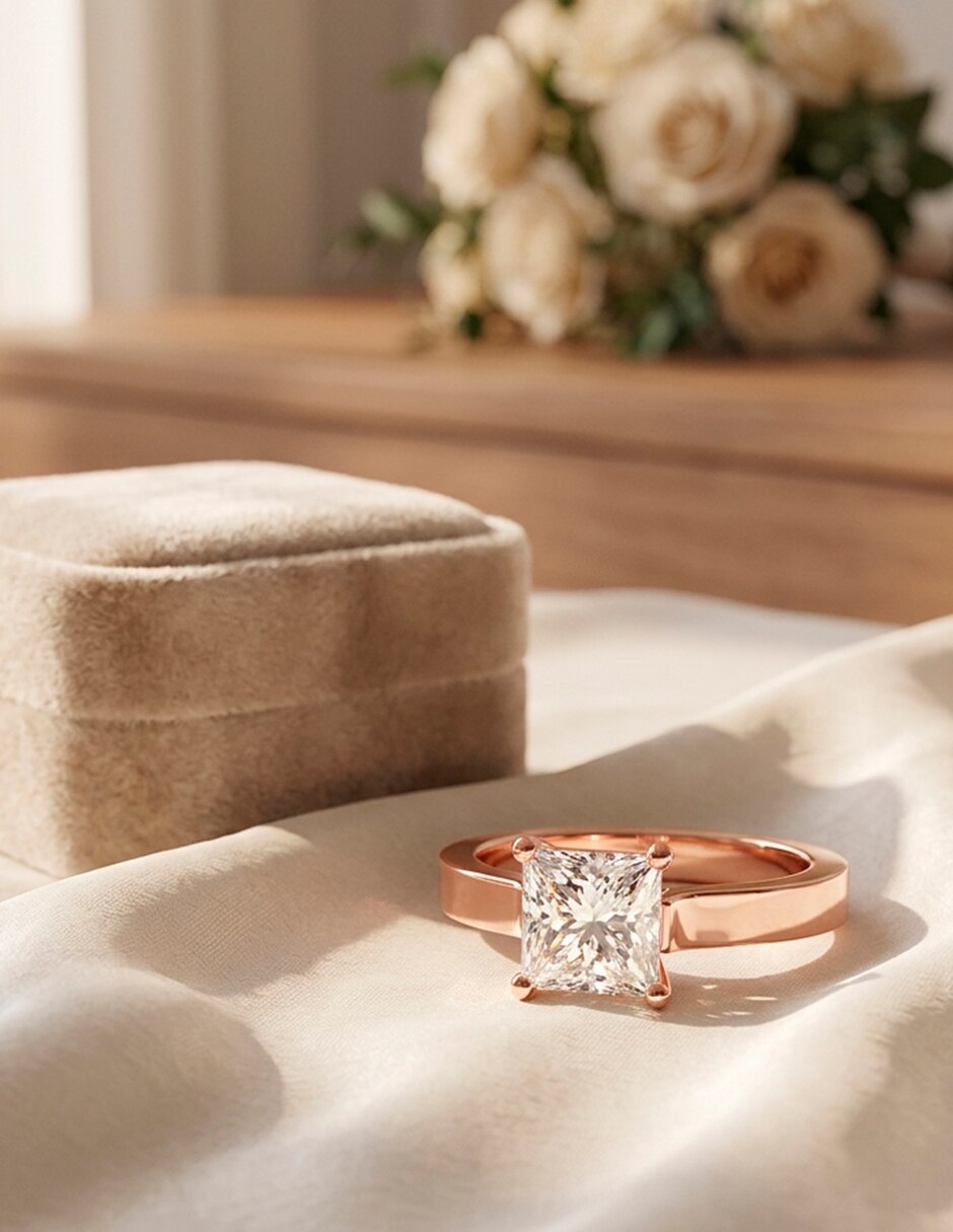 Anillo de compromiso de oro 14 k 10