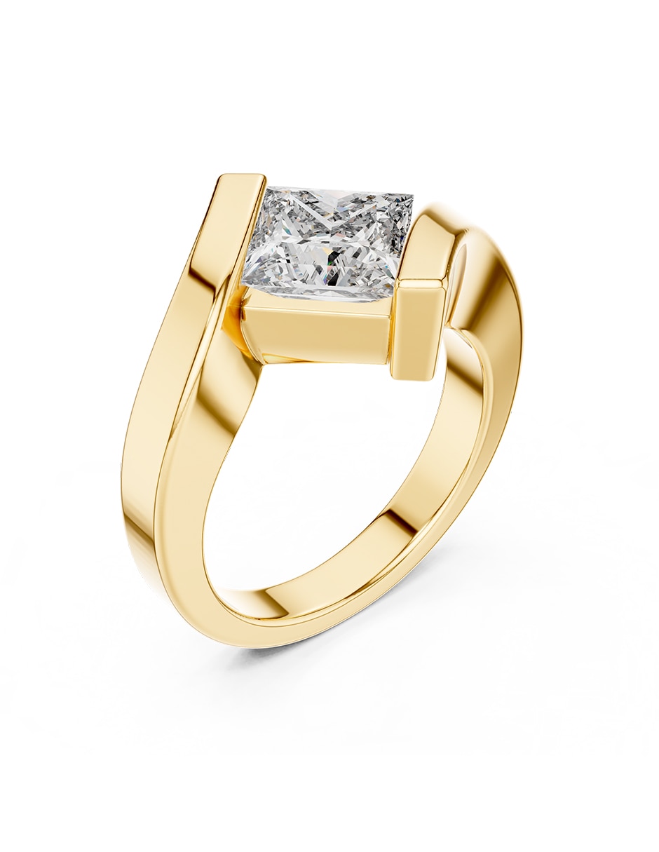 Anillo de compromiso de oro 14 K Amore Mio diamante de laboratorio