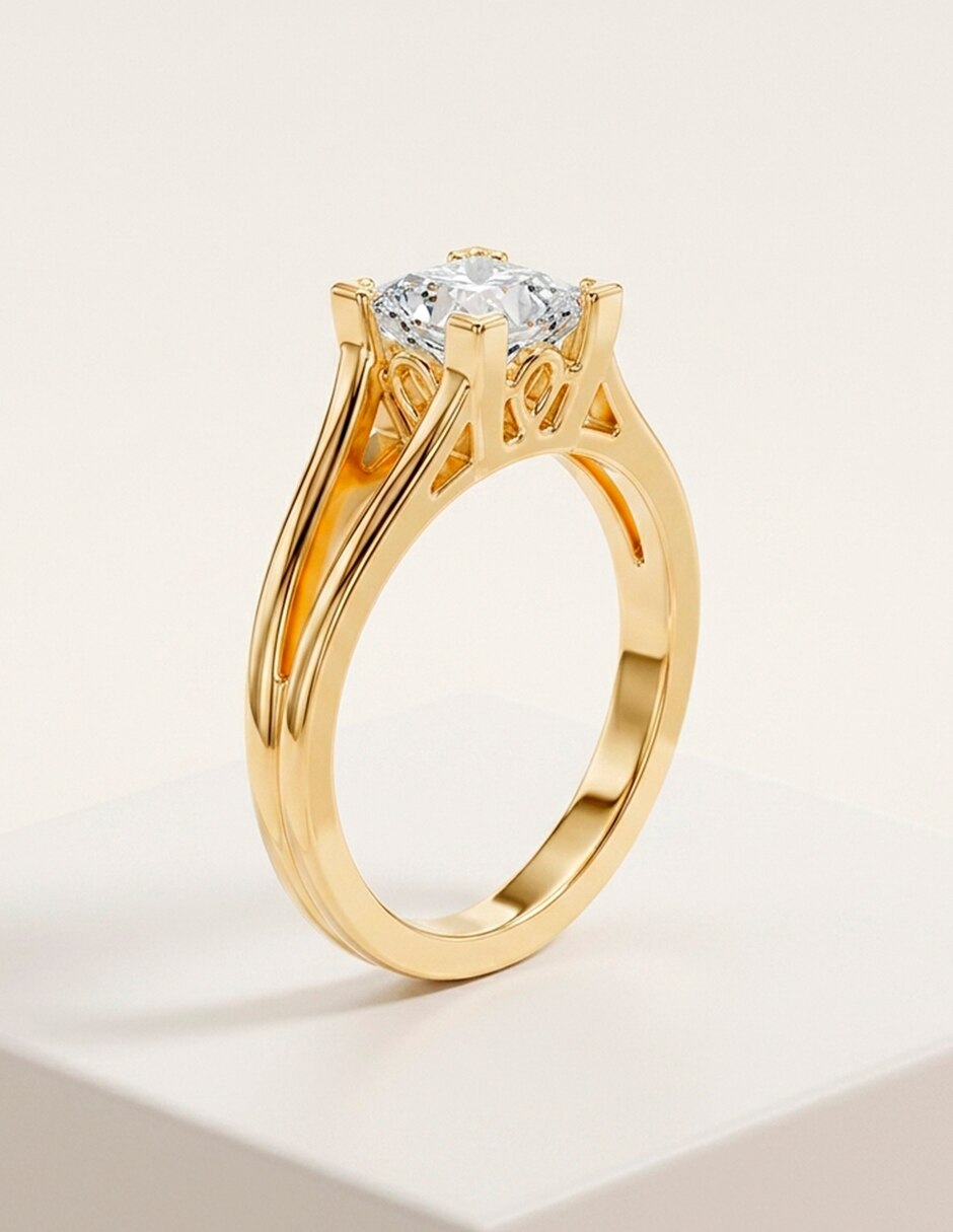 Anillo de compromiso de oro 9 k zirconia cúbica 8