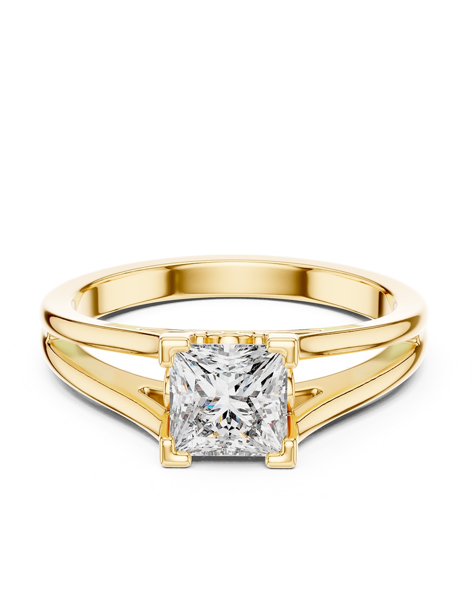 Anillo de compromiso de oro 14 K zirconia cœbica