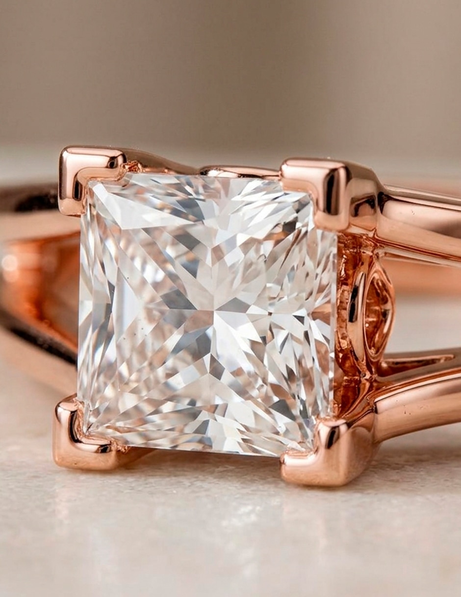Anillo de compromiso de oro 14 k zirconia cúbica 4