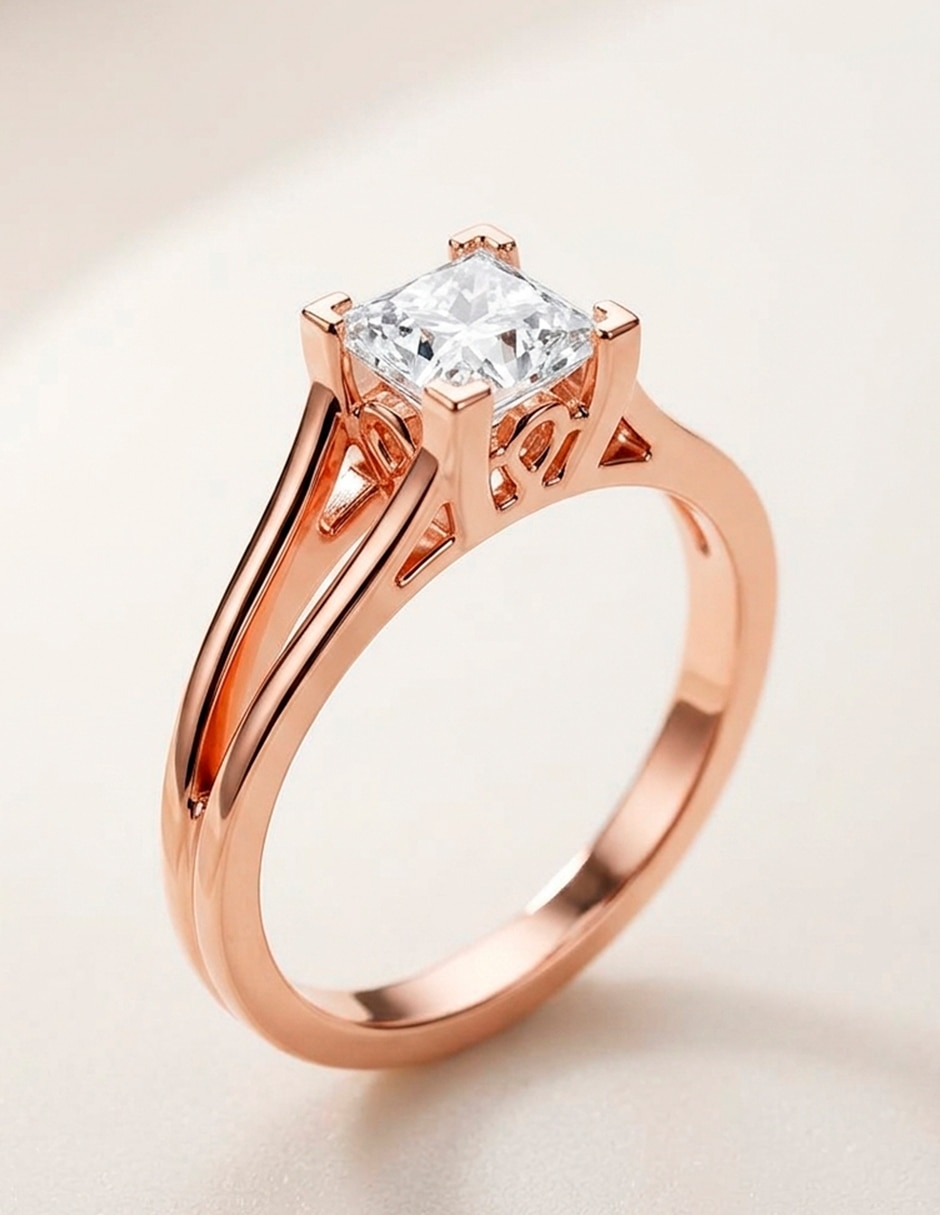 Anillo de compromiso de oro 14 k zirconia cúbica 7