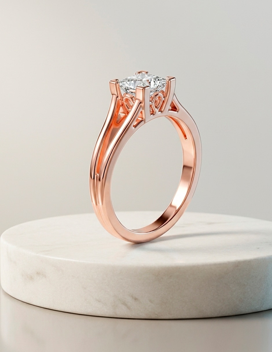 Anillo de compromiso de oro 18 k zirconia cúbica 9