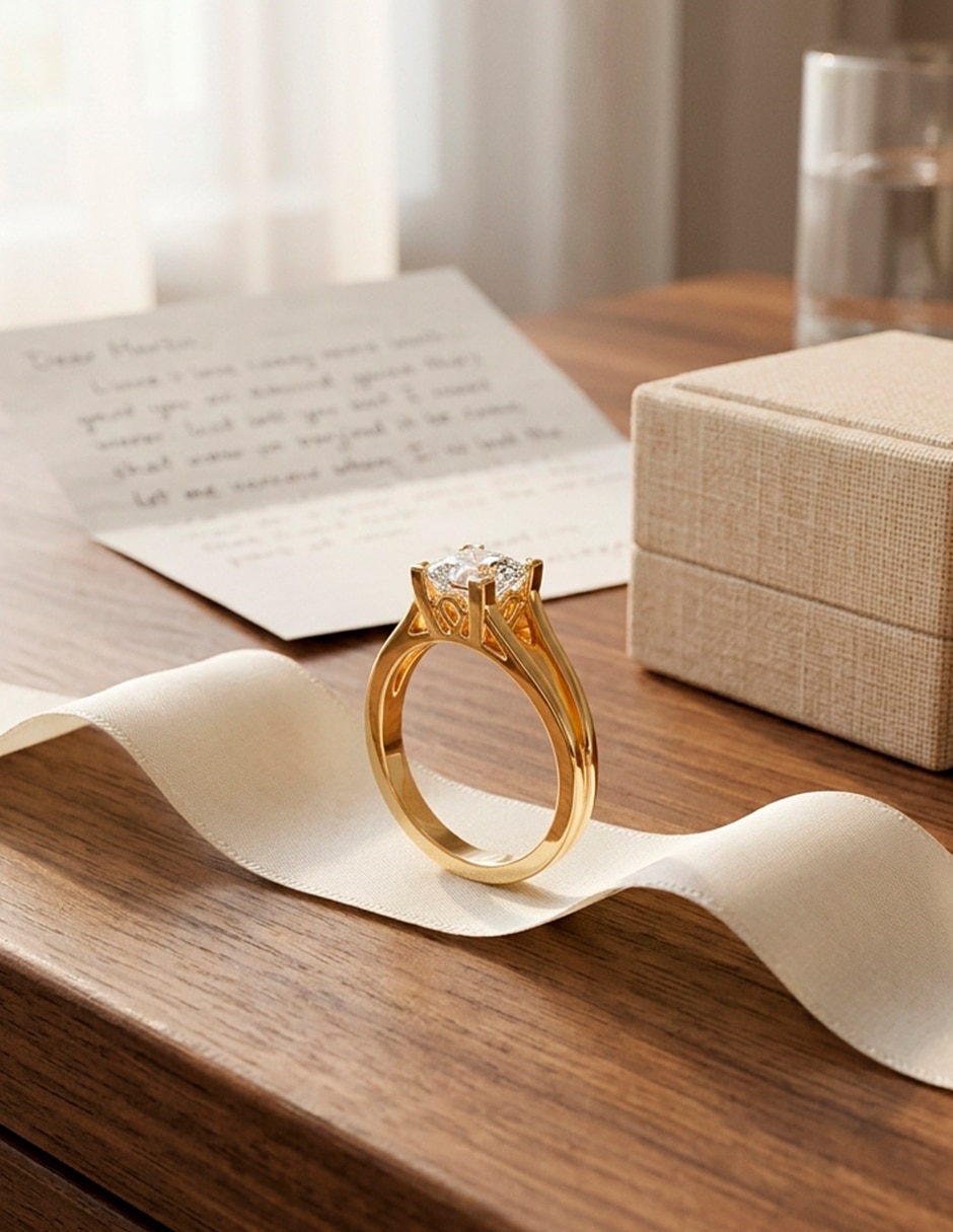 Anillo de compromiso de oro 9 k 9