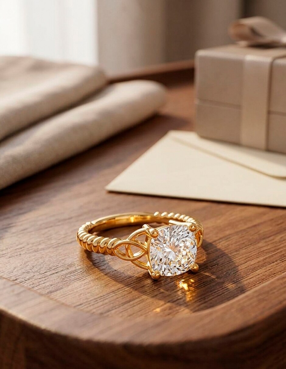 Anillo de compromiso de oro 14 k 9