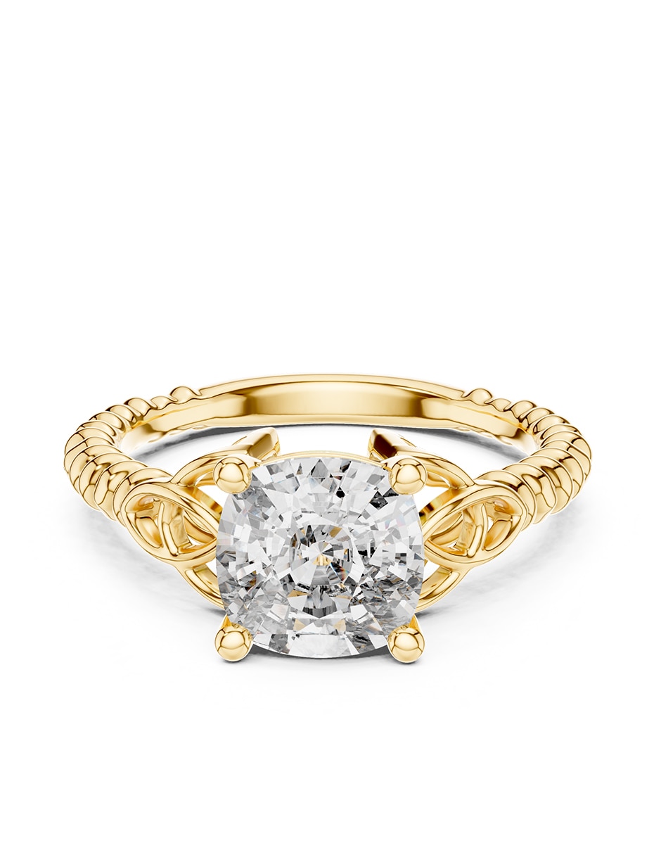 Anillo de compromiso de oro 9 K diamante de laboratorio