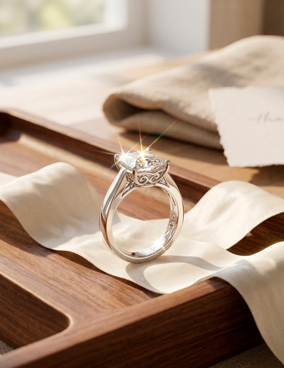Anillo de compromiso de oro 9 K zirconia cúbica 6