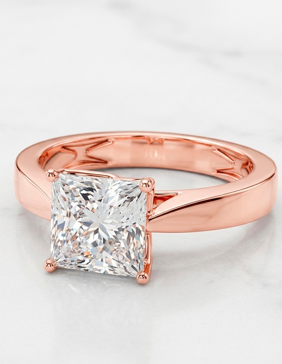 Anillo de compromiso de oro 14 k zirconia cúbica 6