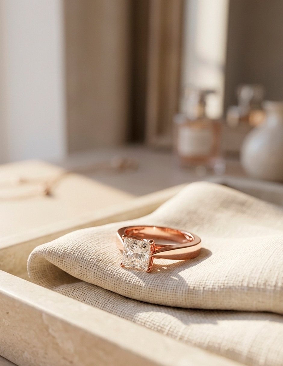 Anillo de compromiso de oro 14 k 7