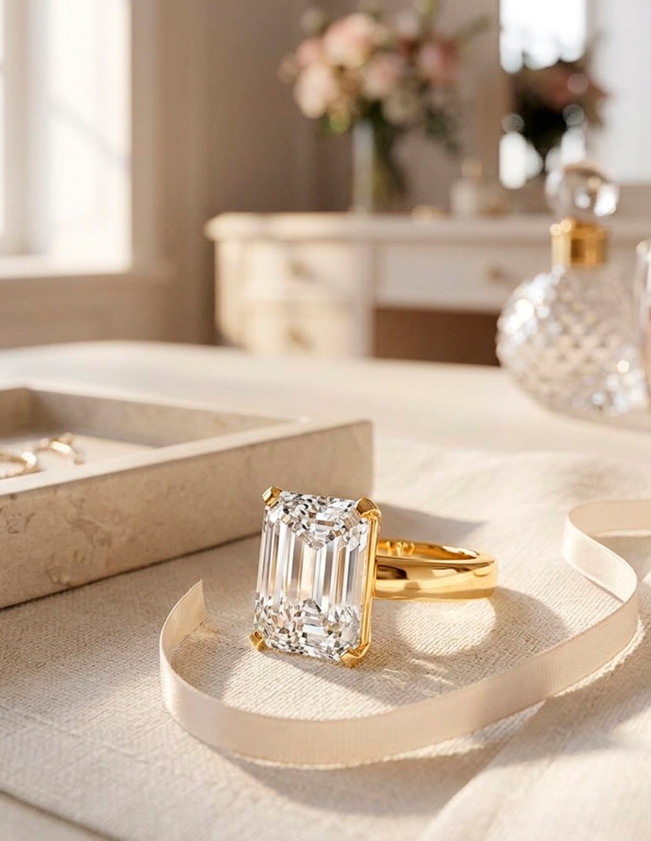 Anillo de compromiso de oro 14 k zirconia cúbica 7
