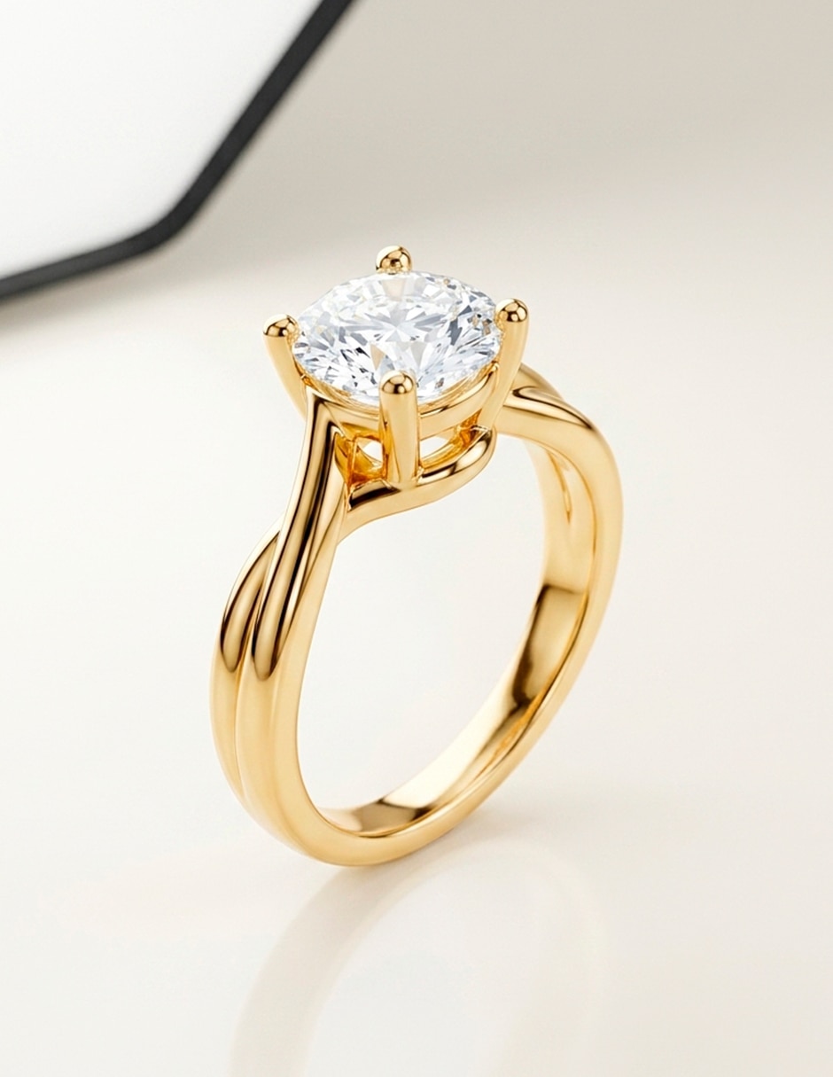 Anillo de compromiso de oro 14 k Amore Mio zirconia cúbica