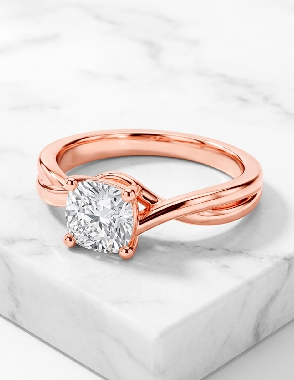 Anillo de compromiso de Oro 14 K Zirconia cúbica 9
