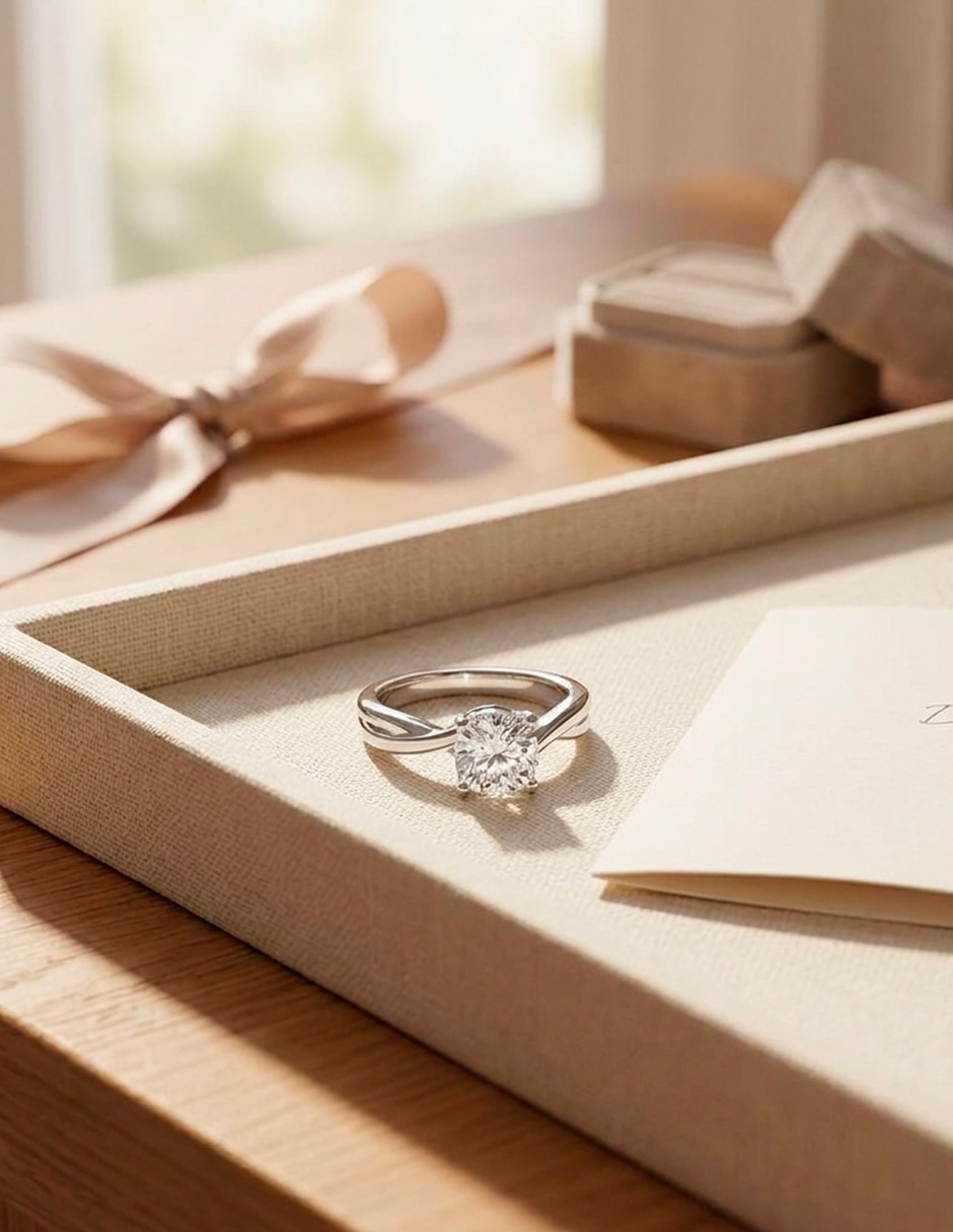 Anillo de compromiso de oro 14 k 9