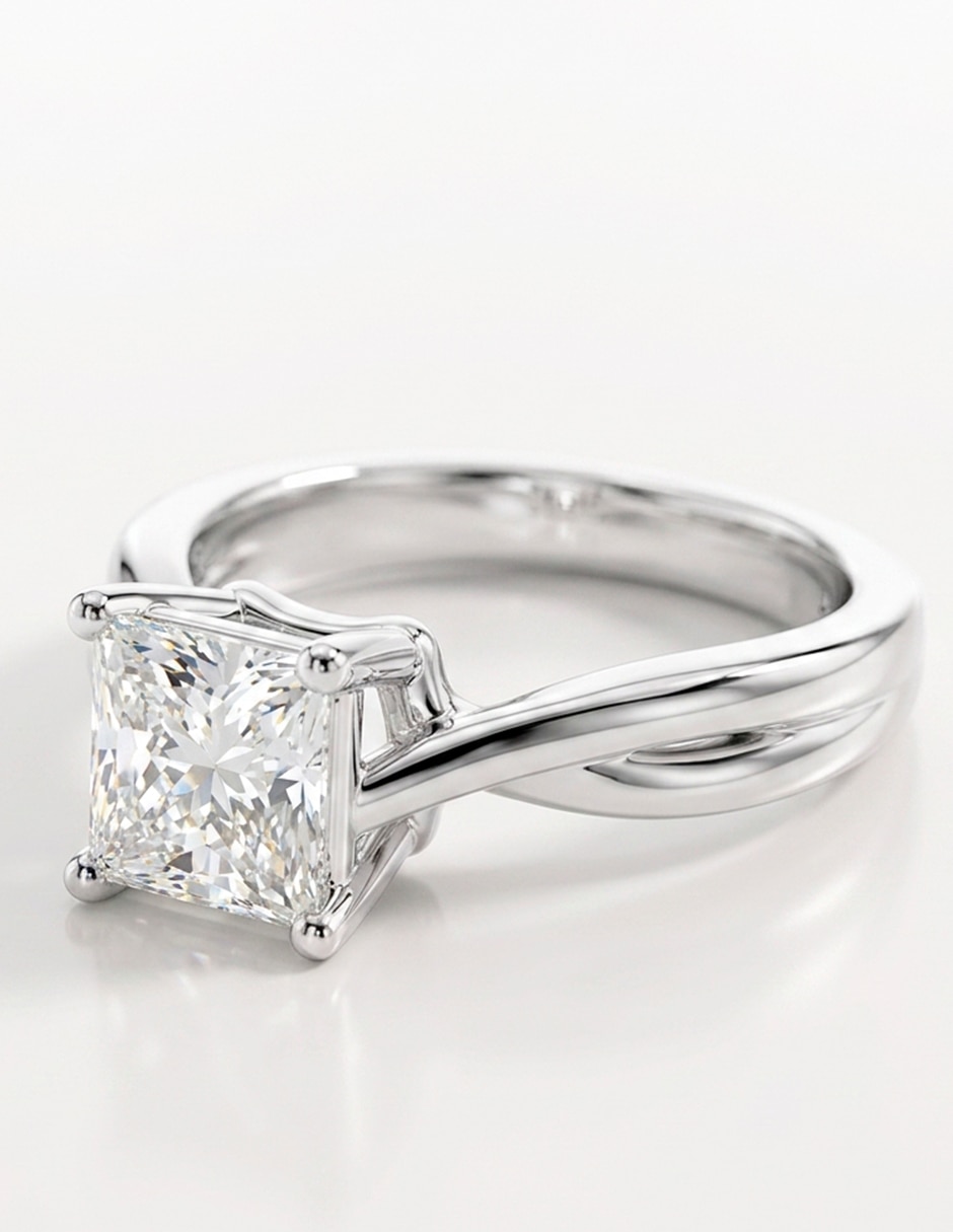 Anillo de compromiso de Oro 18 K Zirconia cúbica 9