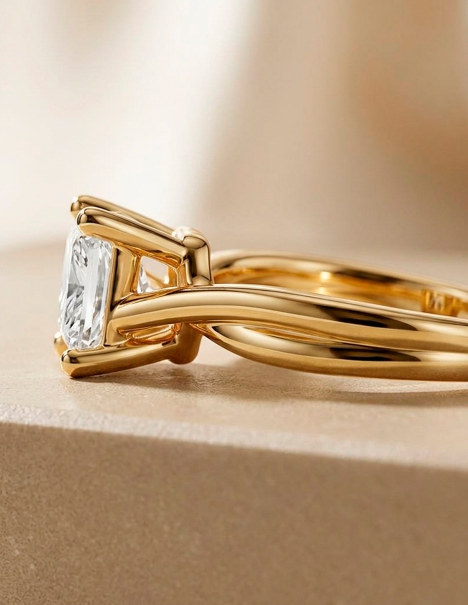 Anillo de compromiso de oro 14 k 8
