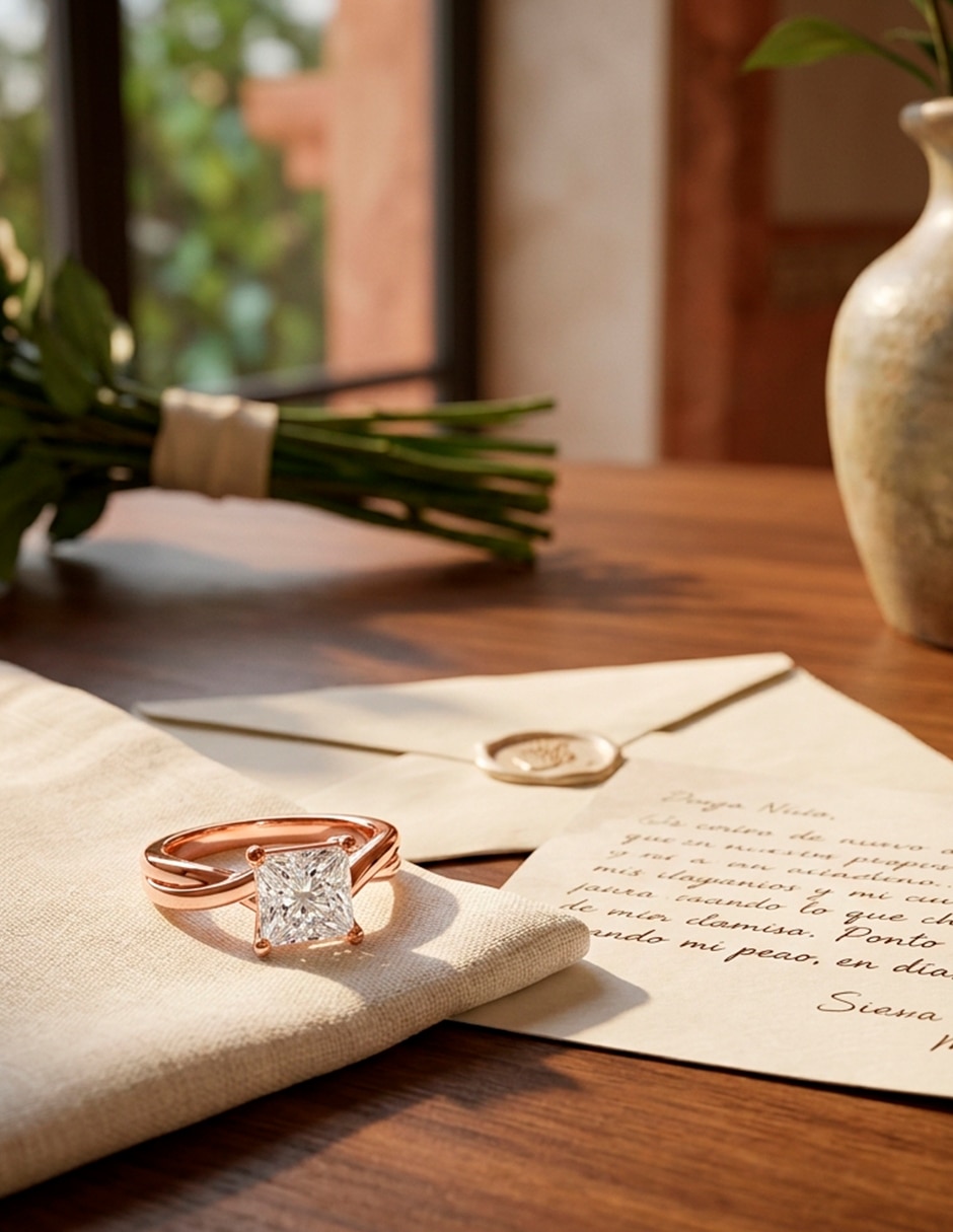 Anillo de compromiso de oro 14 k 8