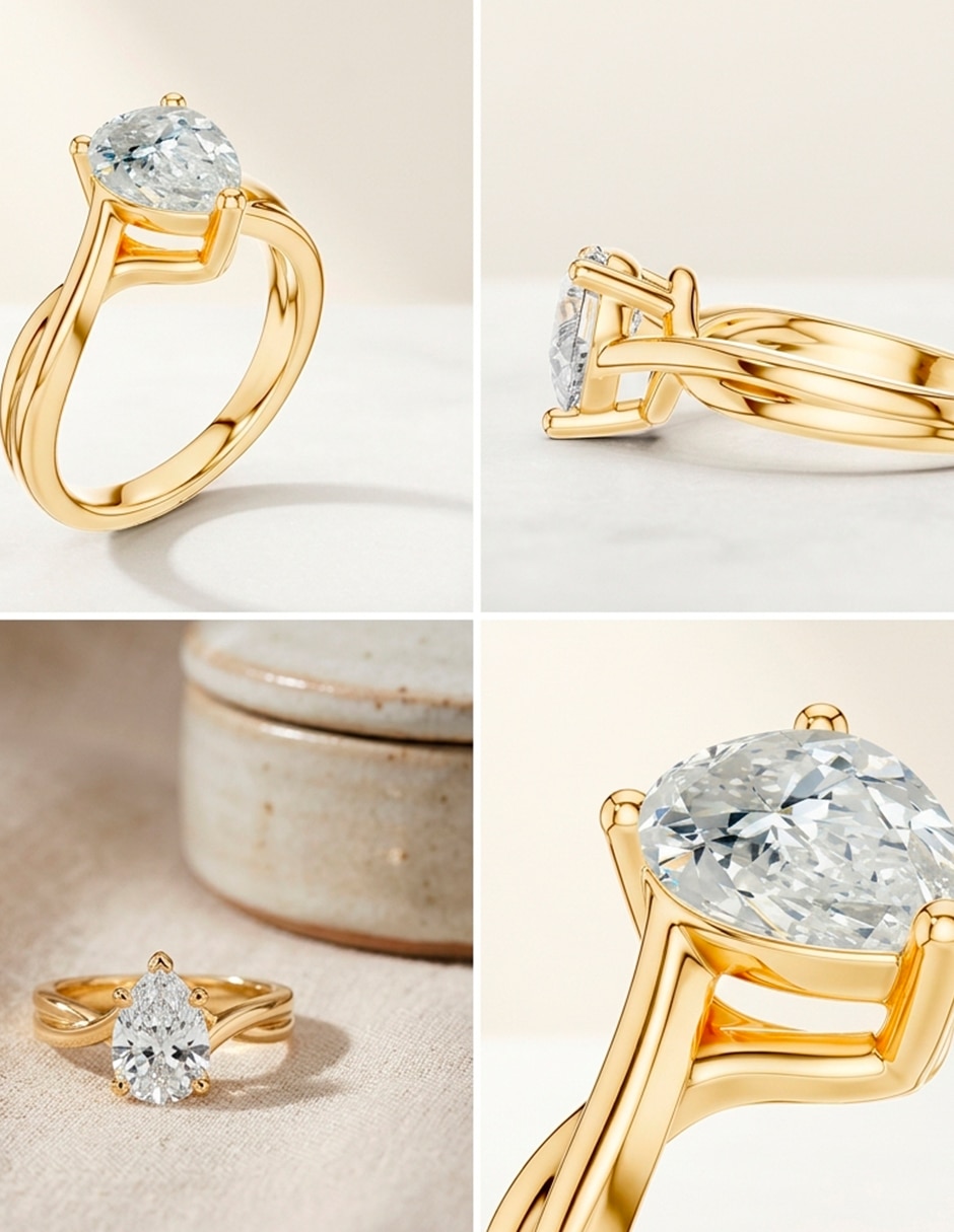 Anillo de compromiso de oro 14 k 8