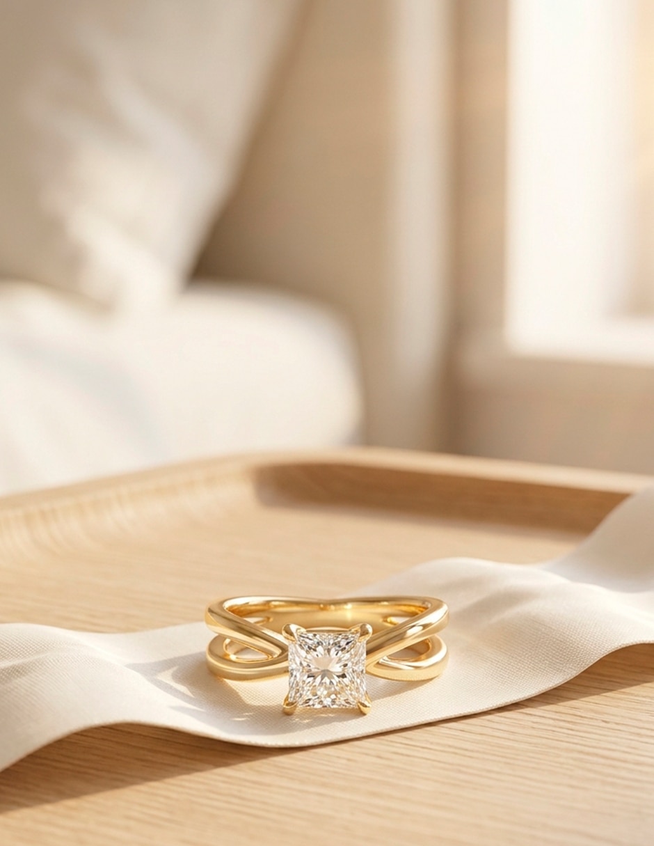 Anillo de compromiso de oro 14 k 6