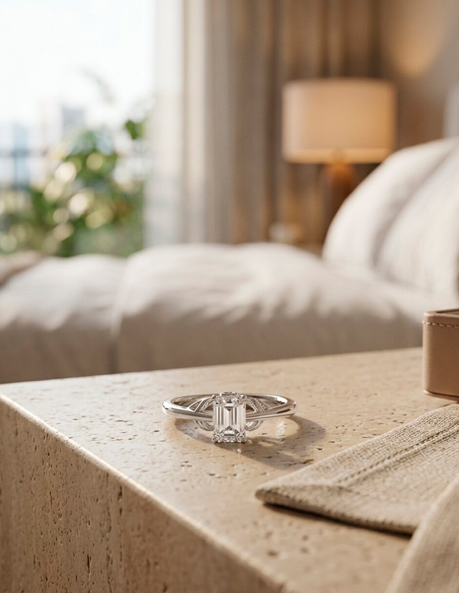 Anillo de compromiso de oro 18 k zirconia cúbica 6