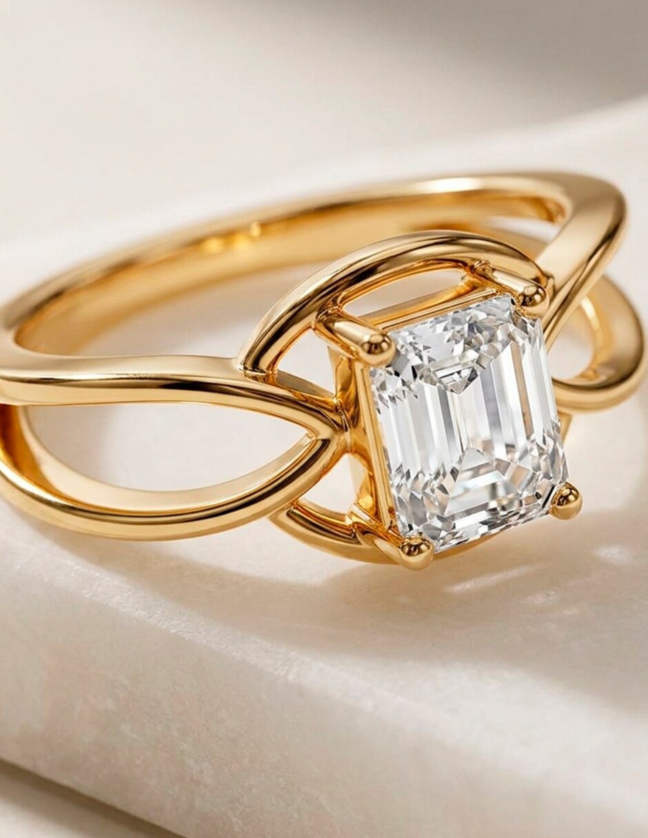 Anillo de compromiso de oro 9 K 7