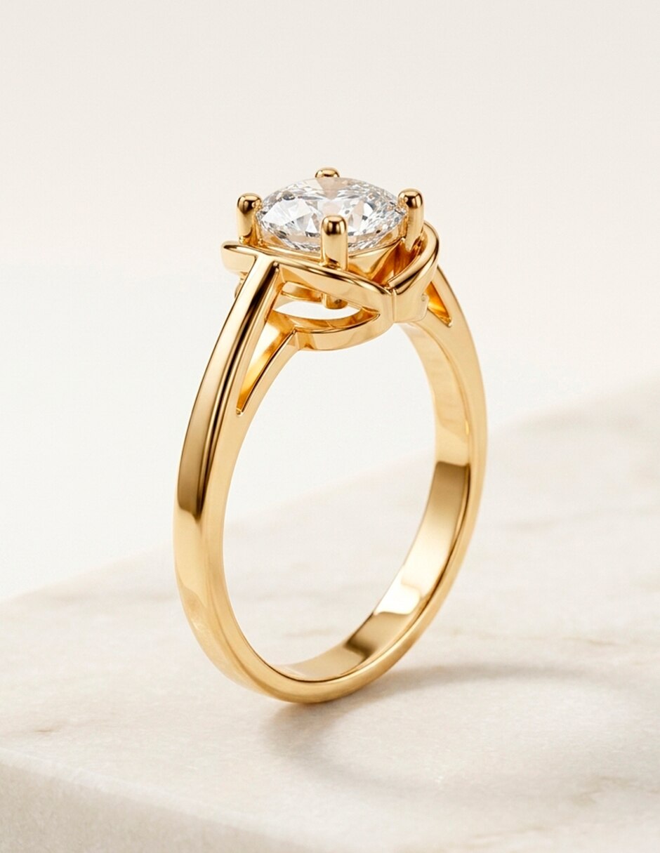 Anillo de compromiso de oro 9 K Amore Mio zirconia cúbica