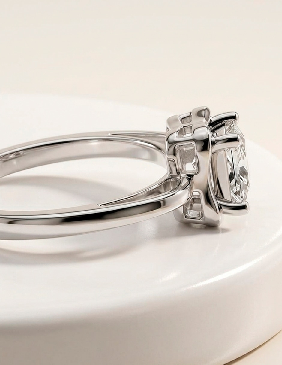 Anillo de compromiso de oro 14 k zirconia cúbica 7