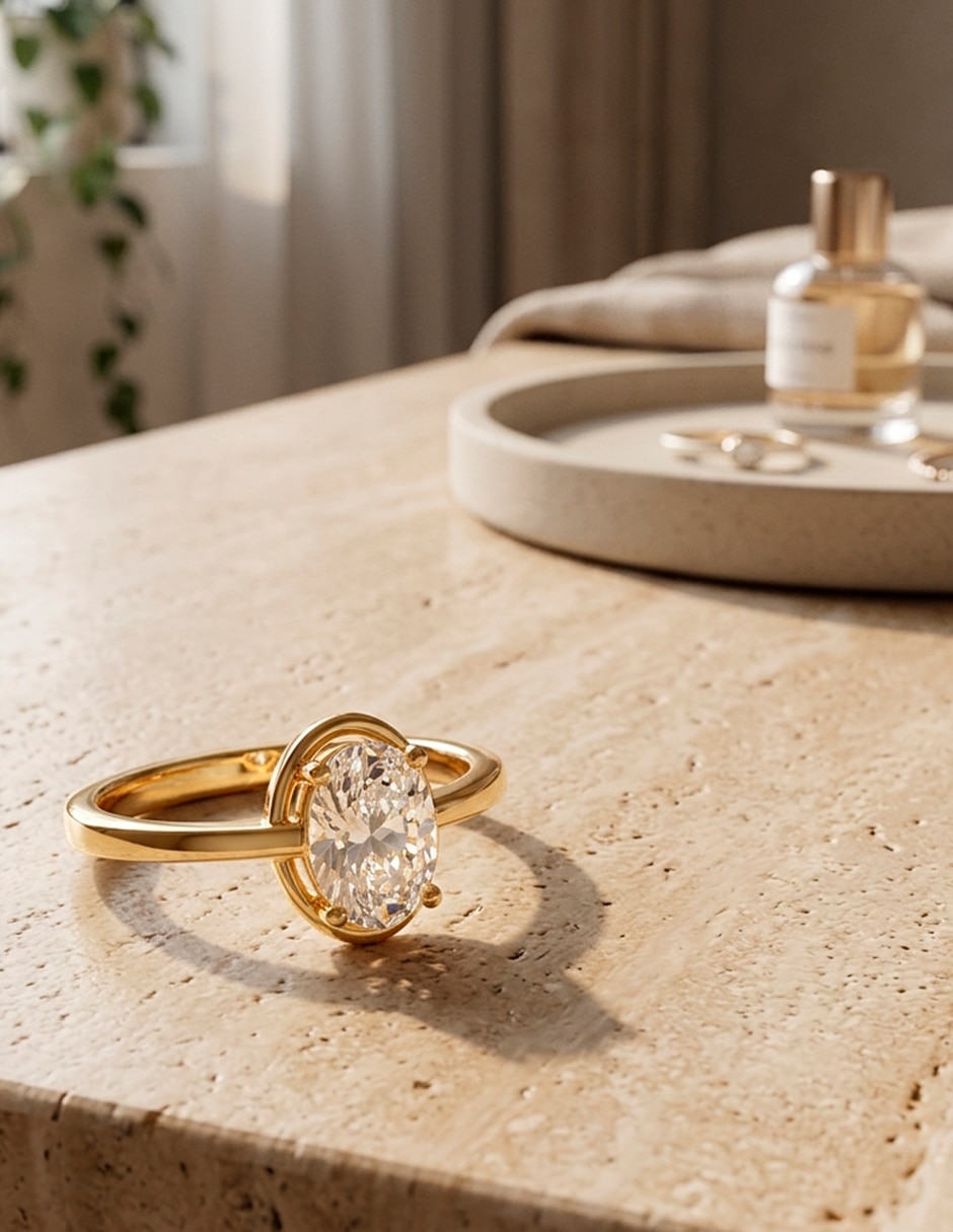 Anillo de compromiso de oro 14 K 8