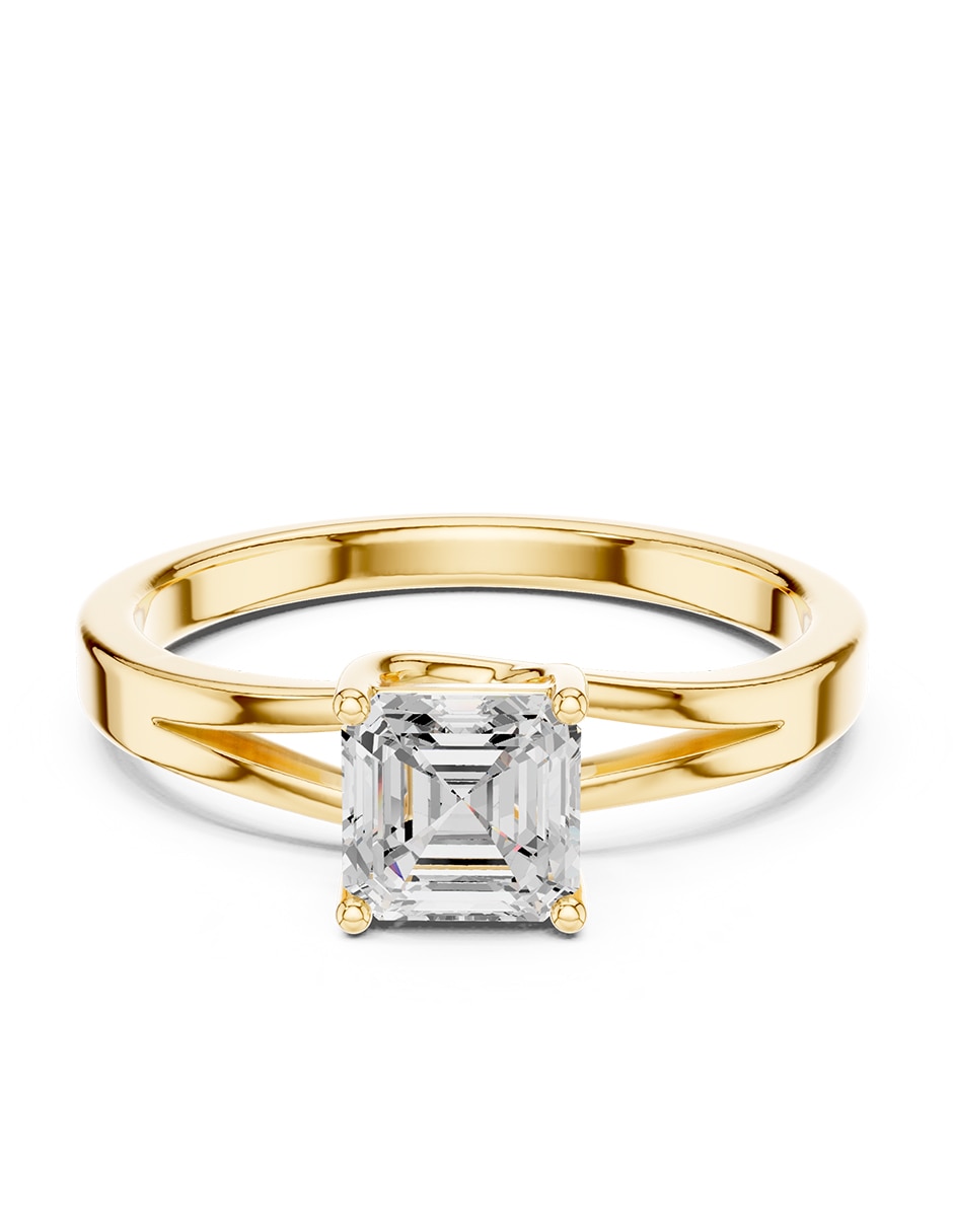 Anillo de compromiso de oro 14 K zirconia cœbica