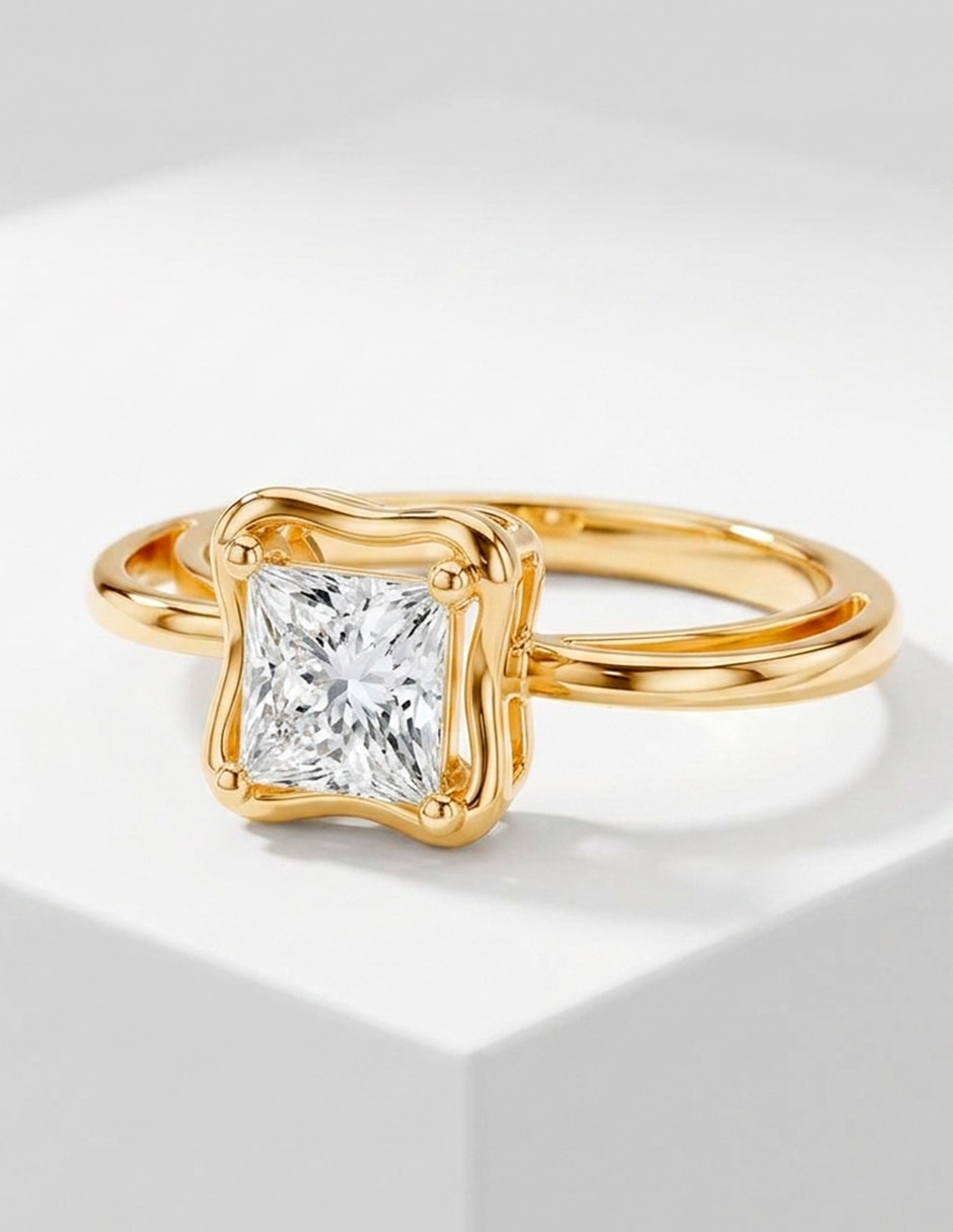 Anillo de compromiso de Oro 9 k AMORE MIO Amore Mio! Diamante de laboratorio