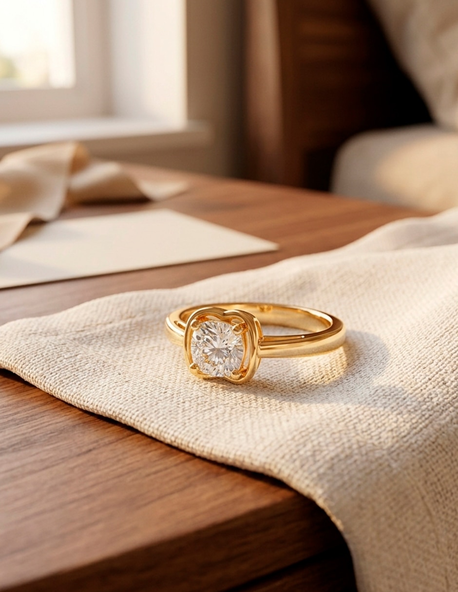 Anillo de compromiso de oro 14 k 7