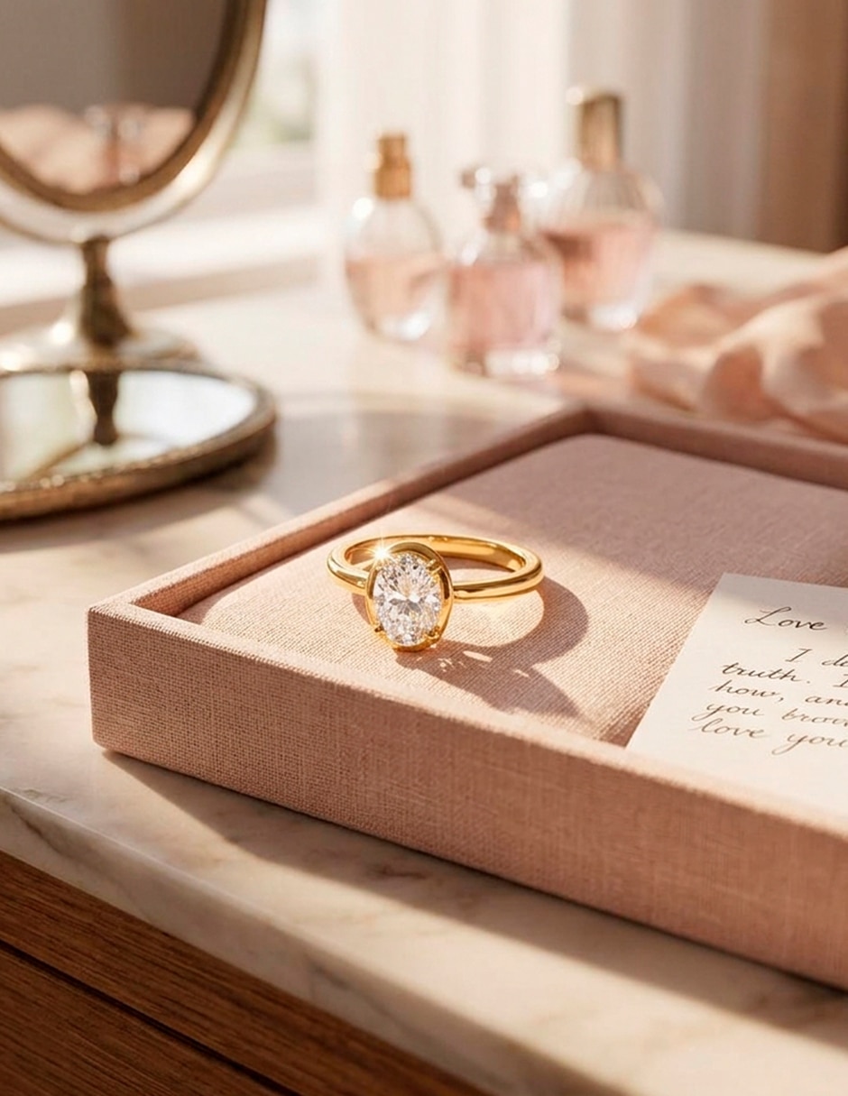 Anillo de compromiso de oro 14 k AMORE MIO