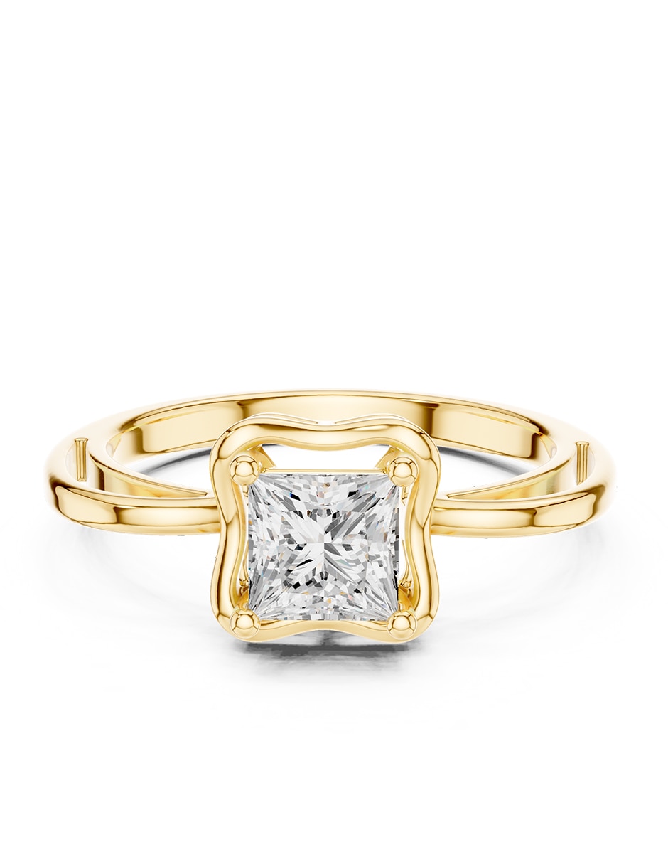 Anillo de compromiso de oro 14 K diamante de laboratorio