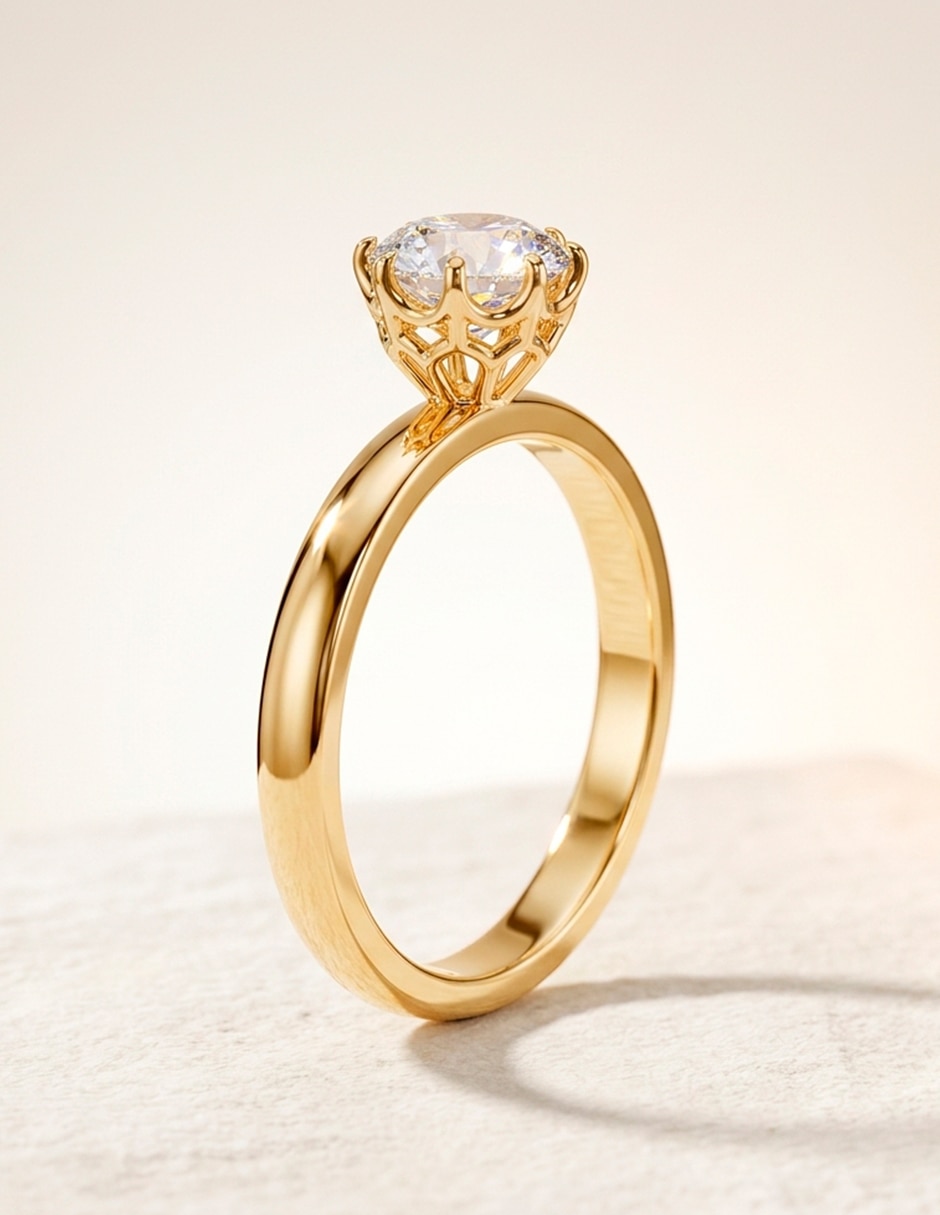 Anillo de compromiso de oro 14 k amore mio zirconia cúbica