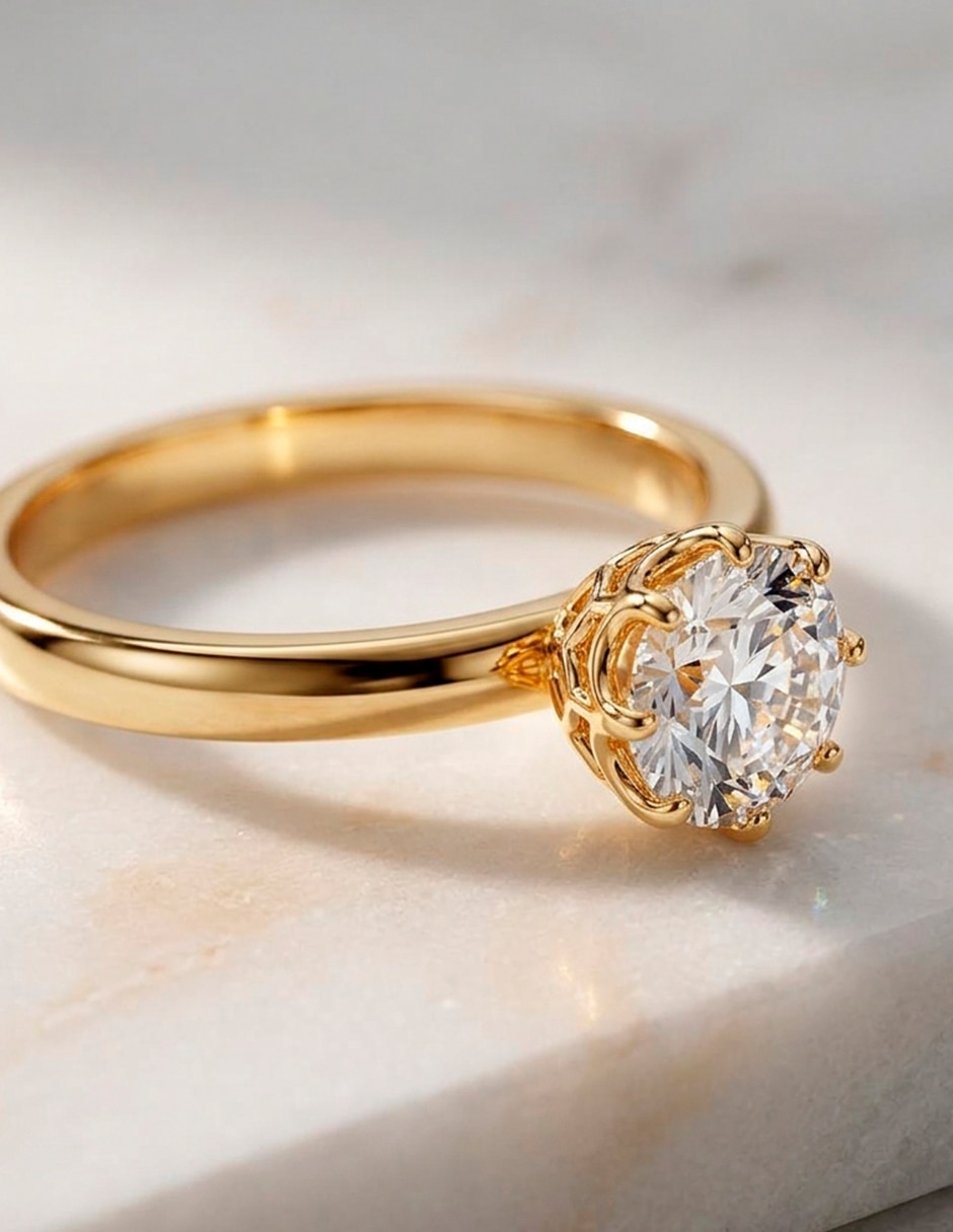 Anillo de compromiso de oro 18 k amore mio zirconia cúbica