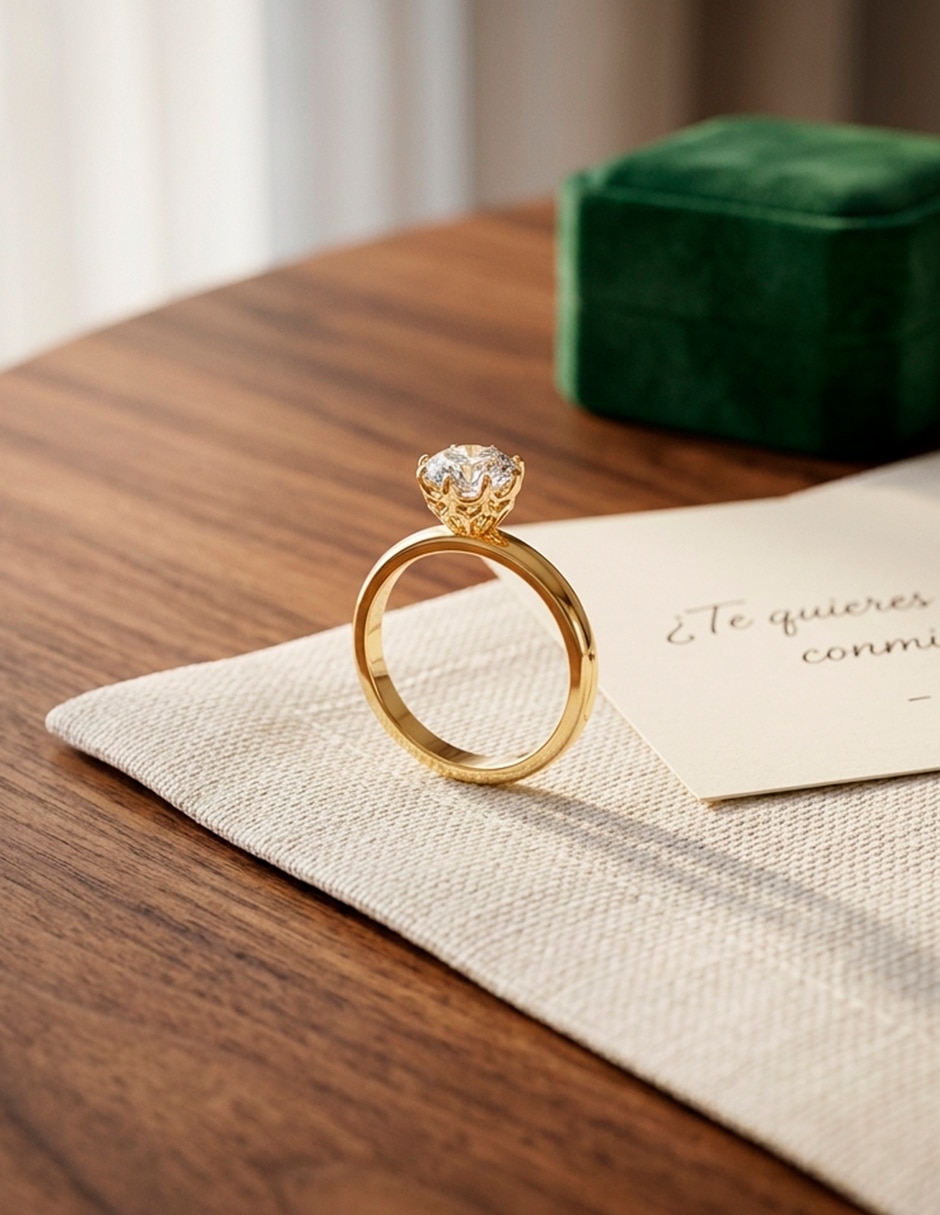 Anillo de compromiso de oro 18 k amore mio zirconia cúbica