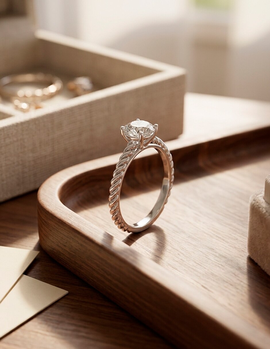 Anillo de compromiso de oro 18 k zirconia cúbica 7